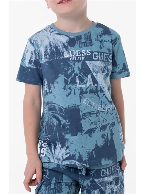 T-shirt bambino blu GUESS | N5RI18K8HM4/P77W